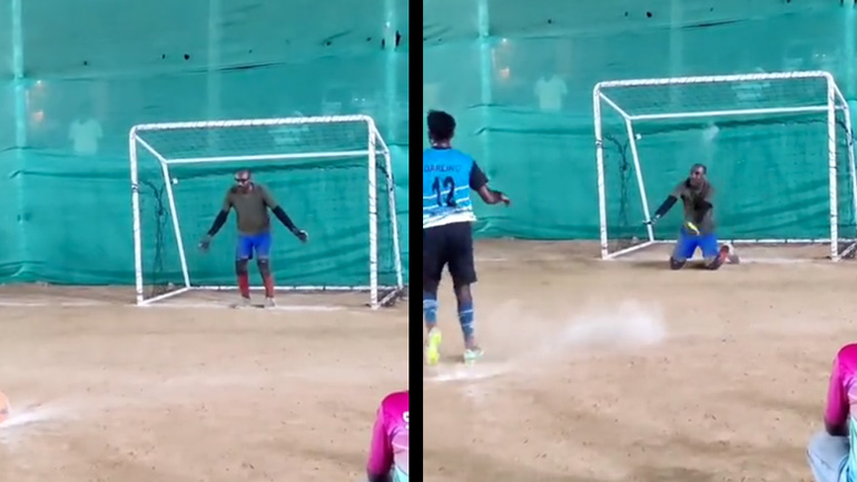 Τερματοφύλακας αποκρούει θεαματικά τη μπάλα