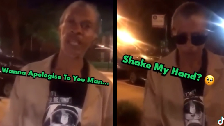 Άντρας απολογείται σε έναν σεκιουριτά για τον καβγά τους