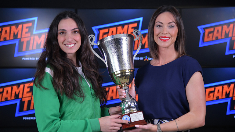 Η Κυπελλούχος βολεϊμπολίστρια του Παναθηναϊκού Μανωλίνα Κωνσταντίνου στο ΟΠΑΠ Game Time ΜΠΑΣΚΕΤ