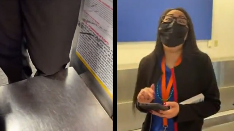 Αεροσυνοδός βάζει βάρος σε βαλίτσα  για να χρεώσει επιπλέον