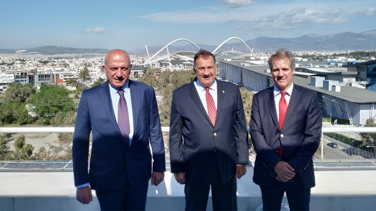 Συνάντηση του Σπύρου Καπράλου με τον πρόεδρο της LEN  Αντόνιο Ζοσέ Σίλβα στην ΕΟΕ