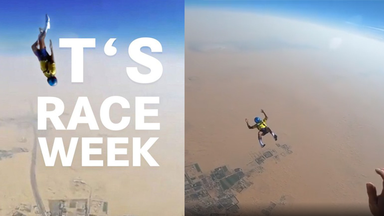 Ο Lewis Hamilton κάνει ελεύθερη πτώση πριν το Grand Prix της Αυστραλίας 