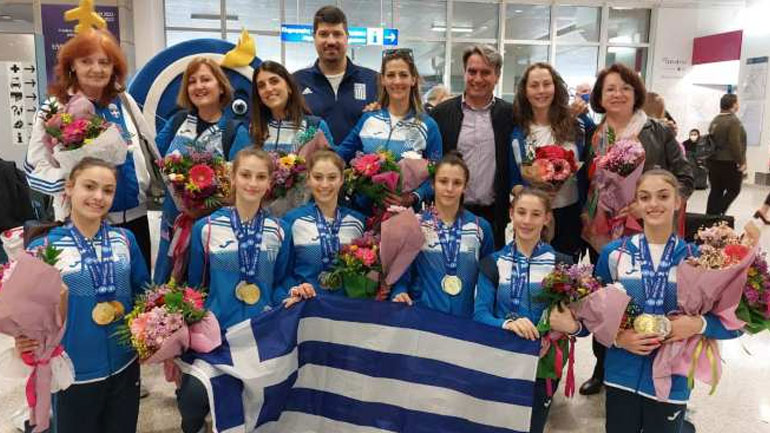 Ρυθμική Γυμναστική: Πανηγυρική υποδοχή για την εθνική ομάδα ανσάμπλ