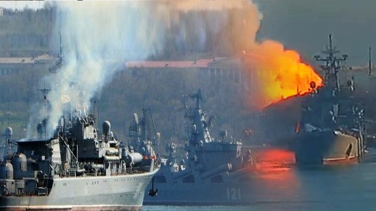 Φλέγεται το καταδρομικό Moskva στη Μαύρη Θάλασσα