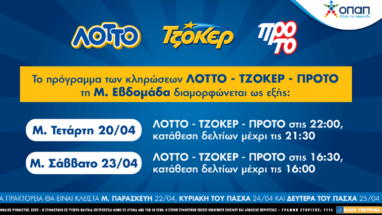 To πασχαλινό ωράριο λειτουργίας των καταστημάτων ΟΠΑΠ