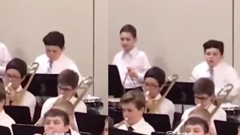 Αγόρι τρομάζει από την ορχήστρα