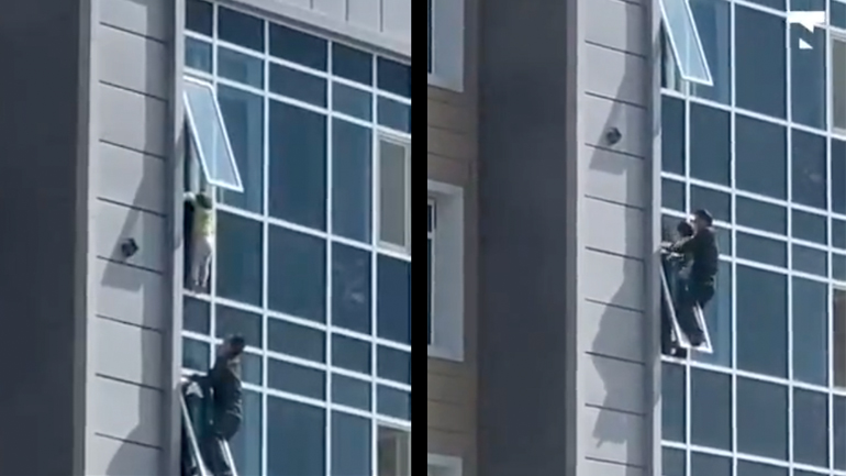 Άνδρας σώζει παιδί που κρέμεται από τον 7ο όροφο πολυκατοικίας