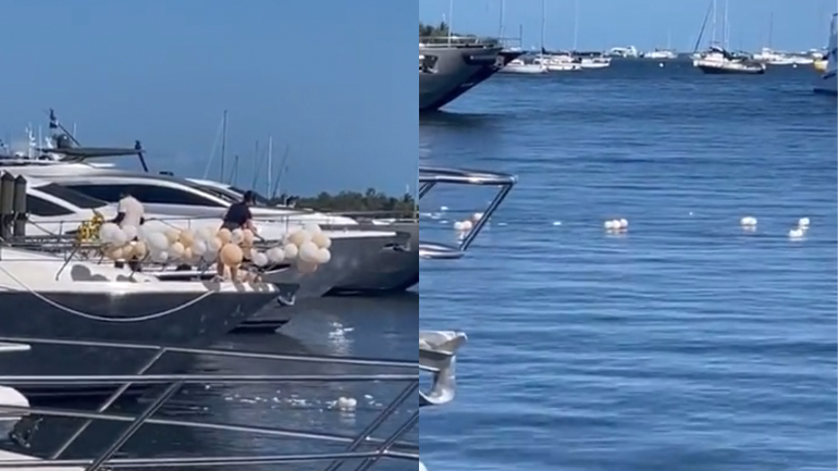 Άτομα σε γιοτ σκάνε μπαλόνια και μολύνουν το νερό 