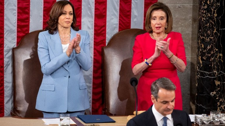 Πελόζι: Μοναδικής έμπνευσης η ομιλία Μητσοτάκη στο Κογκρέσο