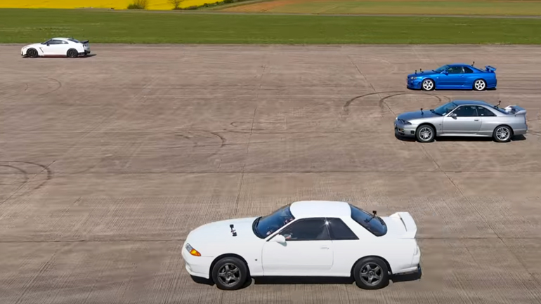 Όλες οι γενιές του θρυλικού Nissan GT-R σε μία ενδοοικογενειακή κόντρα επιτάχυνσης