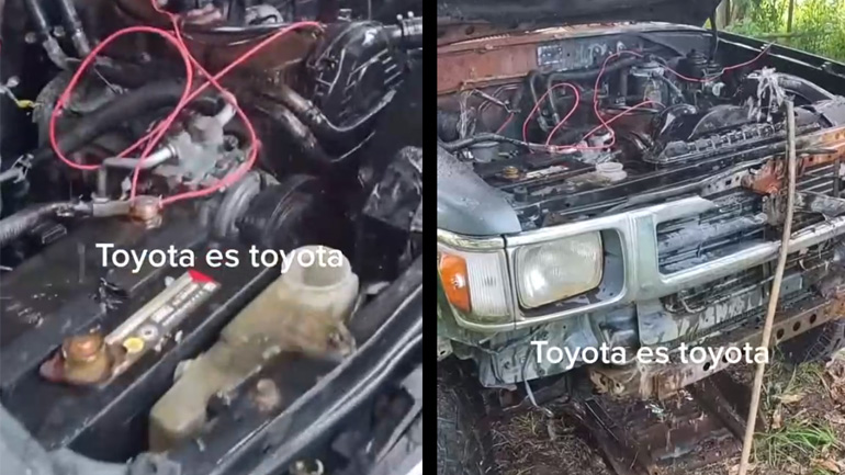 Ο κινητήρας ενός εγκαταλελειμμένου αυτοκινήτου