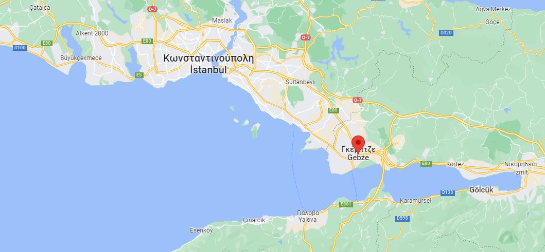 Η πόλη Gebze, η οποία βρίσκεται σε απόσταση περίπου 50 χιλιομέτρων από την Κωνσταντινούπολη