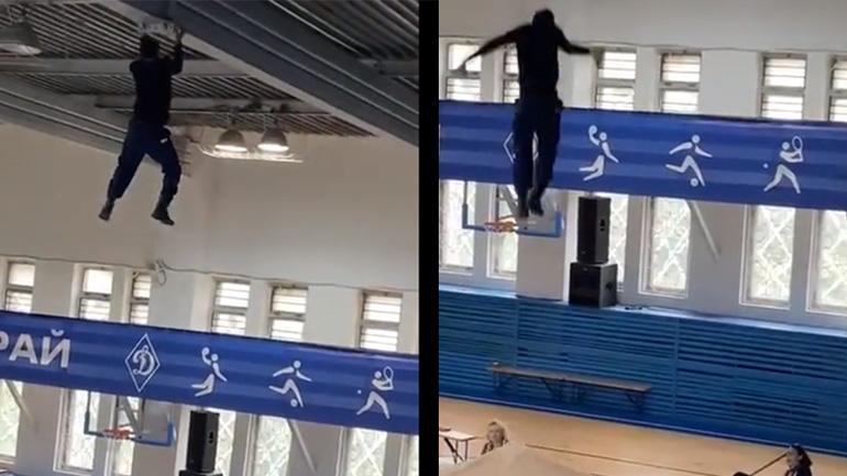 Διάσωση εργάτη που κρεμάστηκε από ταβάνι γυμναστηρίου 