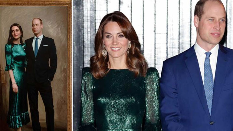 Στα πράσινα η Kate Middleton στο πρώτο κοινό πορτρέτο με τον πρίγκιπα William