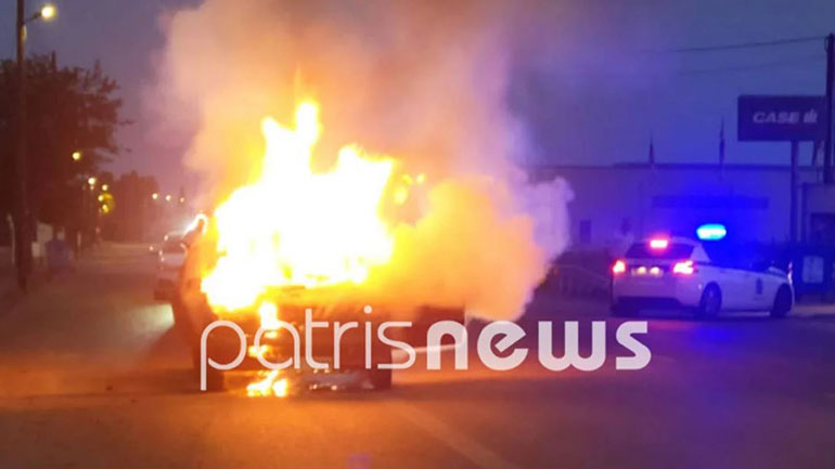 Γαστούνη Ηλείας; Αυτοκίνητο τυλίχτηκε στις φλόγες – Σώοι οι επιβάτες