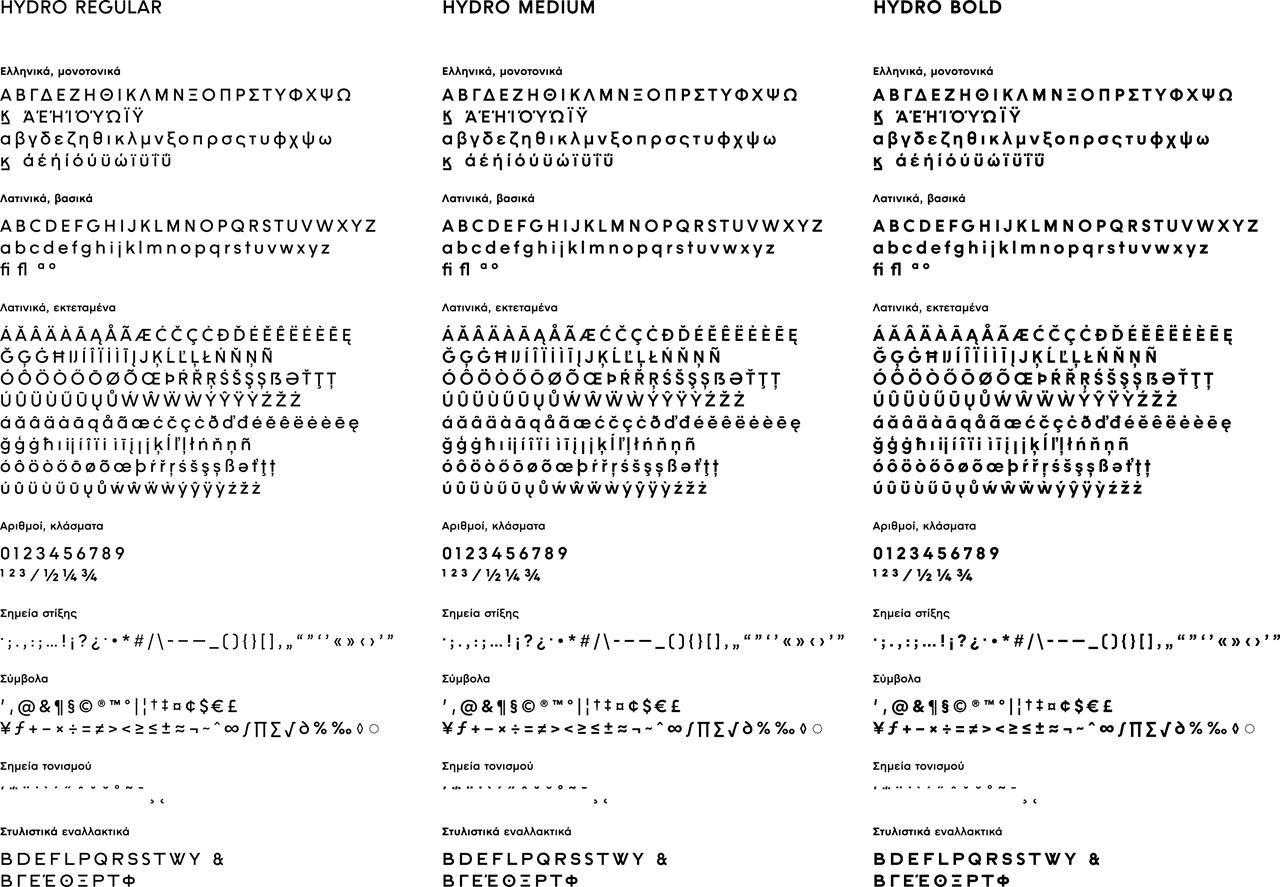 Η γραμματοσειρά του Ιστορικού Αρχείου ΕΥΔΑΠ “HYDRO”, από το τεύχος παρουσίασης της. Πηγή: Ιστορικό Αρχείο ΕΥΔΑΠ