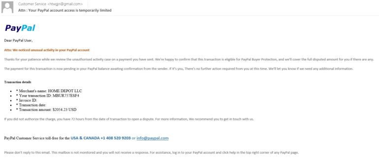 Ψεύτικη ειδοποίηση από το PayPal για αγορά έναντι μεγάλου χρηματικού ποσού