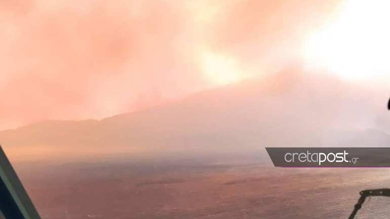 Ρέθυμνο: Σε εξέλιξη η φωτιά στην Ορνέ του δήμου Αγίου Βασιλείου