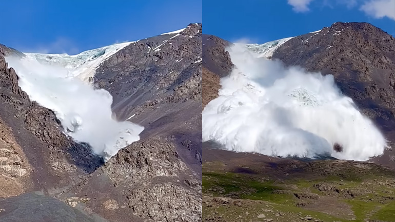 Πεζοπόροι θάβονται από μια χιονοστιβάδα (Κιργιστάν)