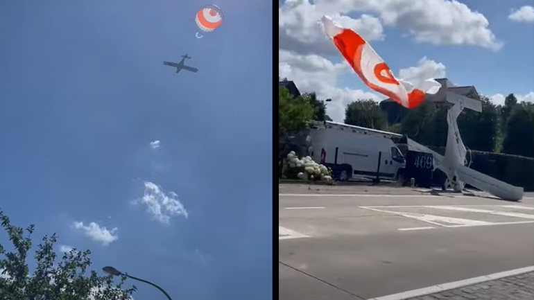 Συντριβή αεροπλάνου στο έδαφος με αλεξίπτωτο