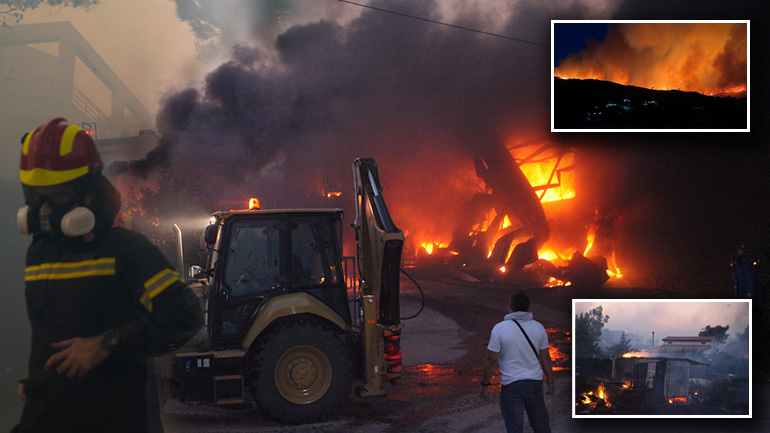 Μαίνεται ανεξέλεγκτη η μεγάλη πυρκαγιά στην Πεντέλη