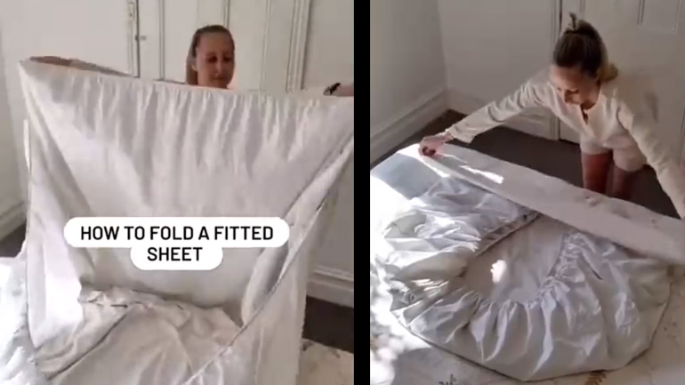 Πώς να διπλώσεις ένα σεντόνι με λάστιχο