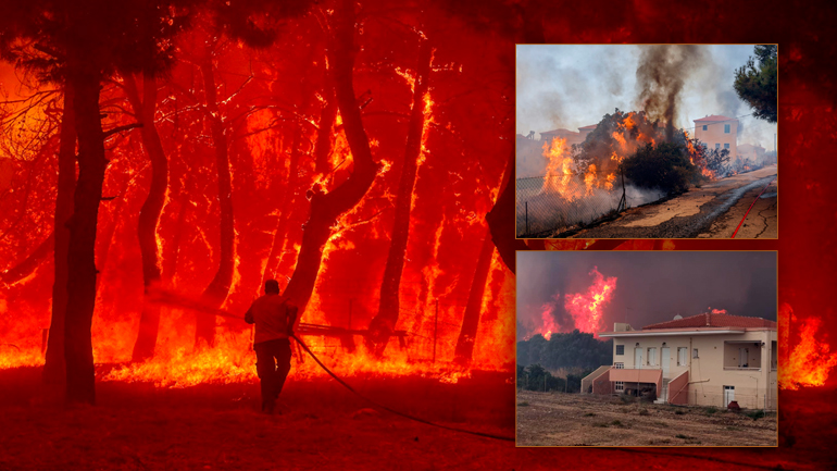 Μάχη με τις φλόγες στη Λέσβο