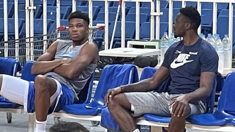 Στην προπόνηση της Εθνικής και τα αδέρφια Αντετοκούνμπο