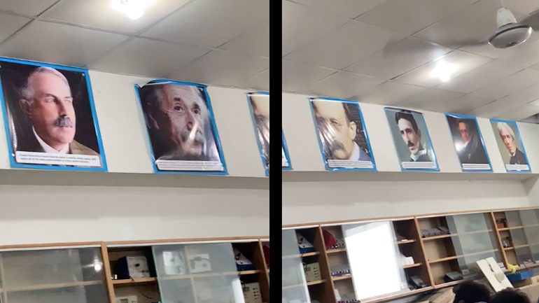 Πορτρέτα επιστημόνων σε μάθημα επιστήμης