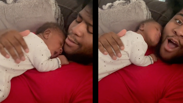 Mωρό φιλάει τον μπαμπά του