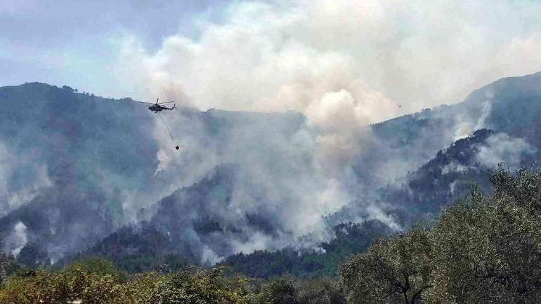 Θάσος: Μάχη με τις φλόγες δίνουν οι δυνάμεις πυρόσβεσης που προσπαθούν να θέσουν υπό έλεγχο τη φωτιά