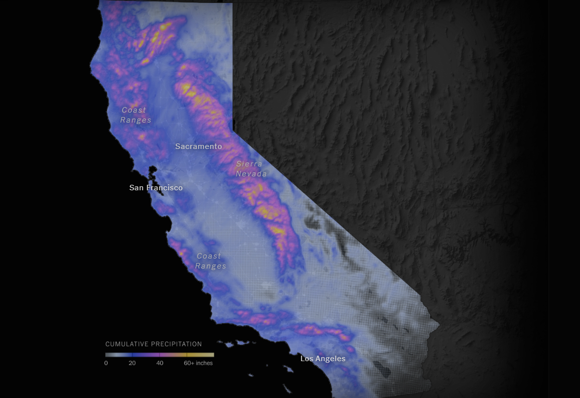 Το ύψος βροχής θα φτάσει τα περίπου 40 εκατοστά κατά μέσο όρο σε ολόκληρη την πολιτεία