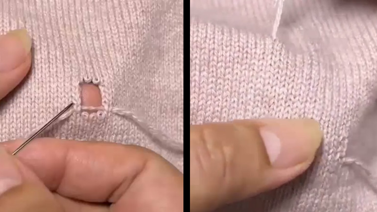 Μπάλωμα τρύπας σε μάλλινο πουλόβερ