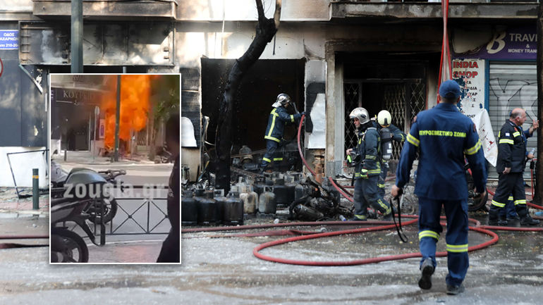 Η στιγμή της έκρηξης στο κατάστημα της Αχαρνών