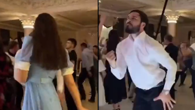 Δύο καλεσμένοι χορεύουν το “Rasputin” σε έναν γάμο