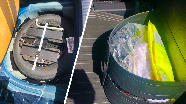 Το νέο Fabia έχει ρεζέρβα. Το εκτιμά ο Έλληνας οδηγός. Ακόμη παρατηρήστε το μισό καλαθάκι που φιλοξενεί όλα τα απαραίτητα  αξεσουάρ και δεν είναι χύμα μέσα στο πορτμπαγκαζ