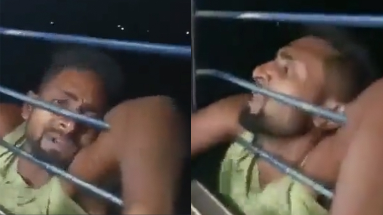 Κλέφτης κρέμεται από το παράθυρο ενός τρένου που κινείται