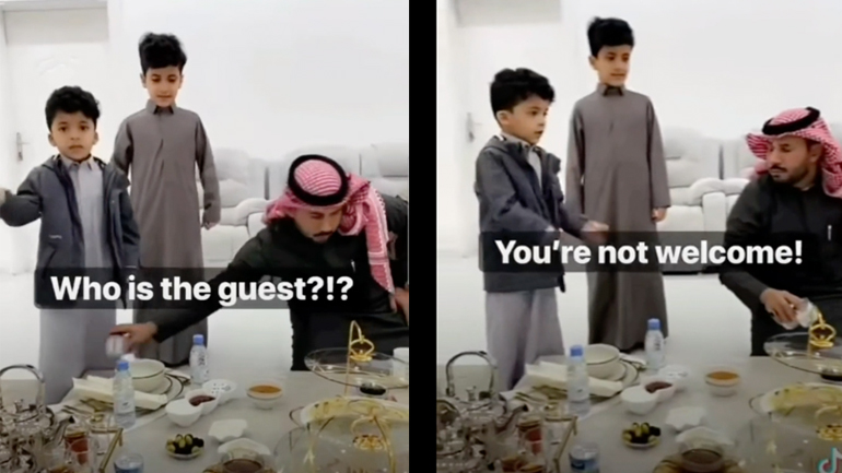 Μικρό αγόρι διώχνει τους καλεσμένους