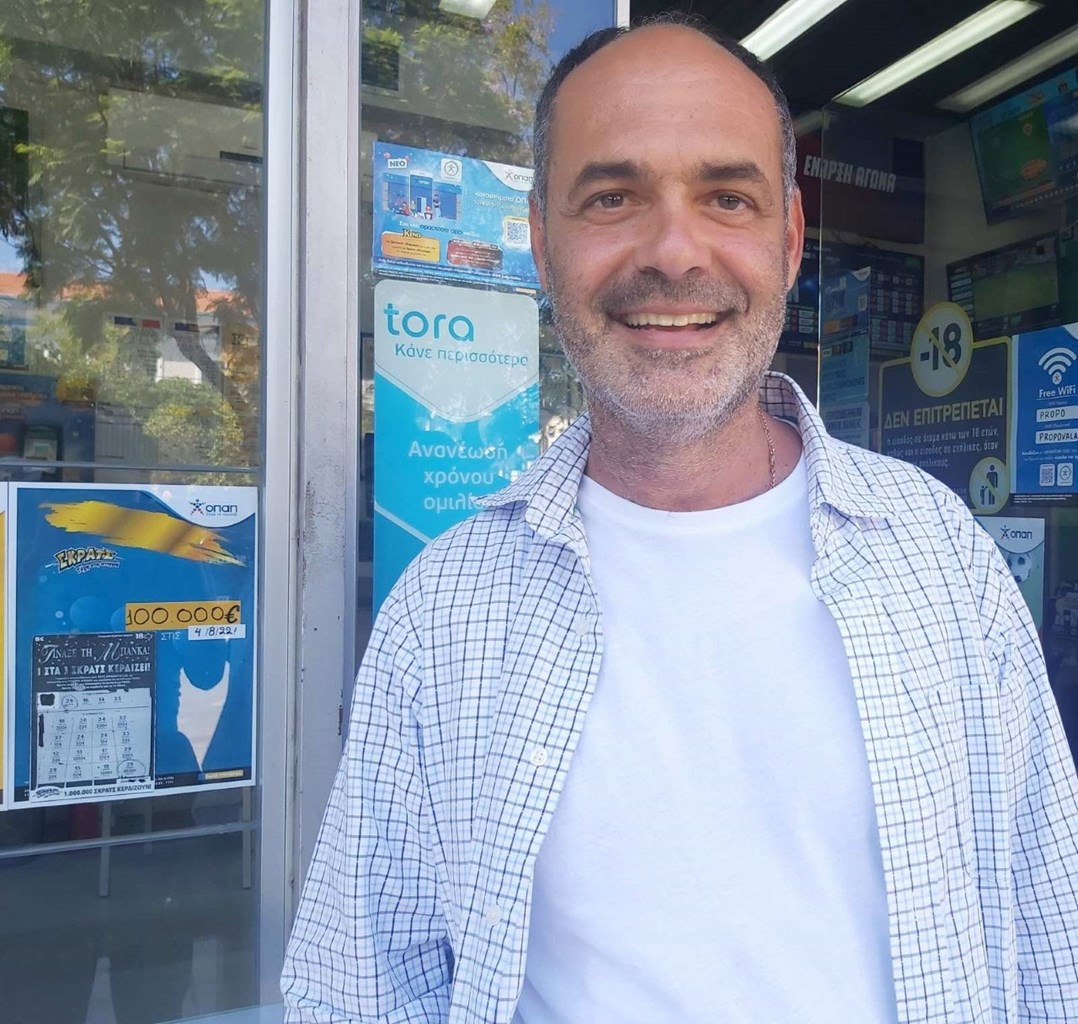 Ο Ιωάννης Βαλάκης, ιδιοκτήτης του τυχερού καταστήματος ΟΠΑΠ στα Χανιά.