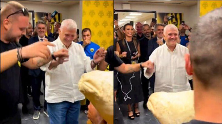 AEK: Χόρεψε ποντιακά και αποθεώθηκε ο Μελισσανίδης στα αποδυτήρια της OPAP Arena