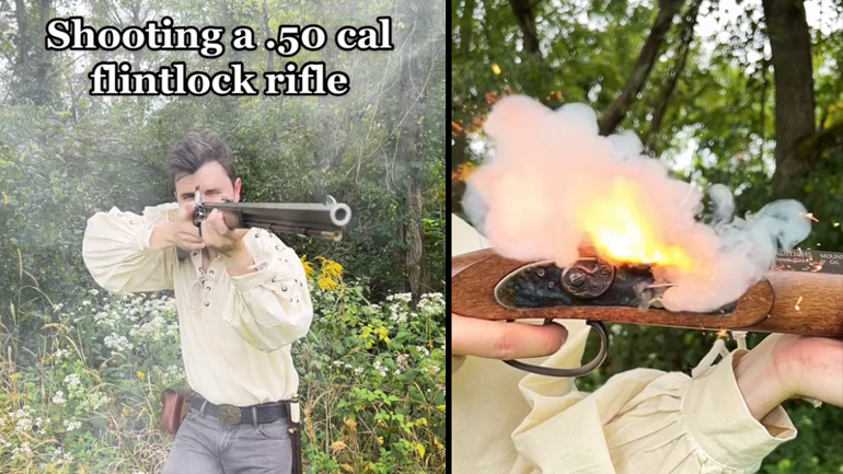 Άνδρας πυροβολεί με τουφέκι του 17ου αιώνα