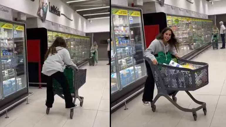 Παίζοντας με το καρότσι του σούπερ μάρκετ