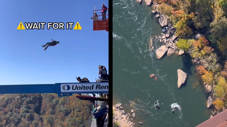 Ομαδικό άλμα base jump από μια γέφυρα -fail