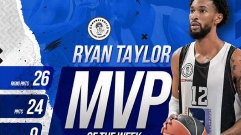 Basket League: MVP της 3ης αγωνιστικής o Ράιαν Τέιλορ