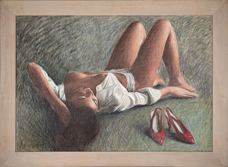 Παύλος Σάμιος - Γυναίκα ξαπλωμένη με κόκκινες γόβες