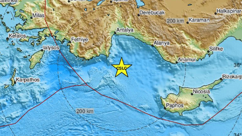 Σεισμός 4,6 Ρίχτερ στην Ανατολική Μεσόγειο