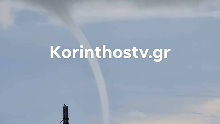 Κακοκαιρία «Eva»: Yδροστρόβιλος στα Ίσθμια στον Σαρωνικό
