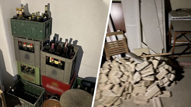 Εντοπίστηκαν από την ΕΛ.ΑΣ. γυάλινα μπουκάλια και πέτρες σε εγκαταλελειμμένο σπίτι στα Εξάρχεια