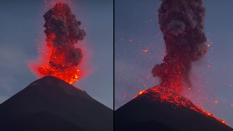 Πεζοπόροι κοντά σε έκρηξη ηφαιστείου