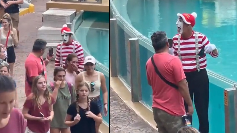 Μίμος κάνει μια φάρσα σε ένα περαστικό